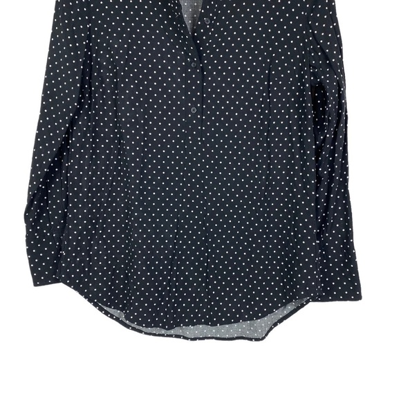 Old Navy Polka Dot 4-Button Front Long Sleeve Blouse Women's Medium Black White‎ - Picture 5 of 10